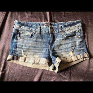 Stretch Ripped Blue Jean Shorts